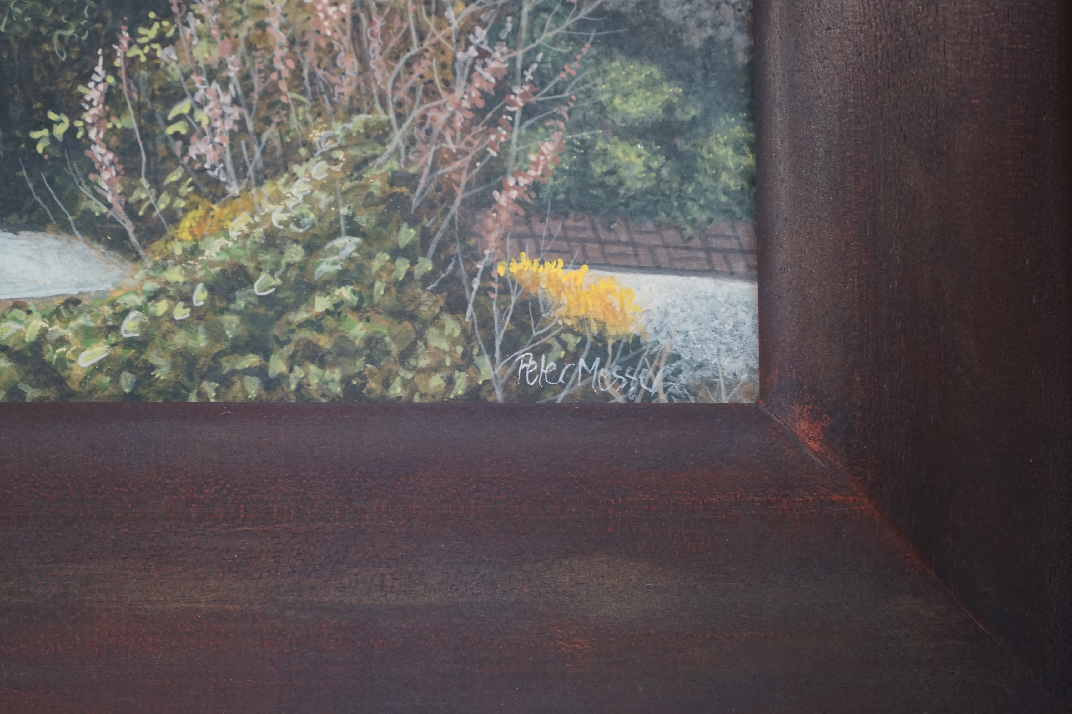 Peter Messer (b.1954), egg tempera on gesso ground, View in Lewes, signed, dated 2010 verso, 35 x 35cm. Condition - good